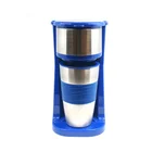 Go Personal Drip Coffee Maker with 15 oz Blue Travel Mug Stainless Steel For Hotel