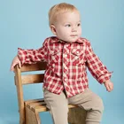 DB2275 dave bella 2015 autumn baby boys fashionable tartan cotton baby tops baby shirts
