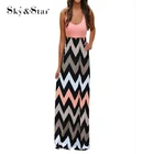 2019 High Quality oem fashion women clothing Summer Beach Boho Maxi Dress Striped Print Long Dresses Feminine