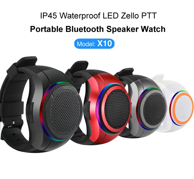 X10 Waterproof LED Zello Bluetooth Speaker Watch MP3 Music Player PTT Bracelet Mini Wearable Wireless Portable Bluetooth Speaker - ANKUX.COM