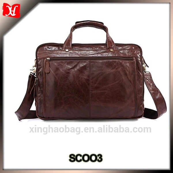 mens genuine leather business briefcase documents handbag laptop
