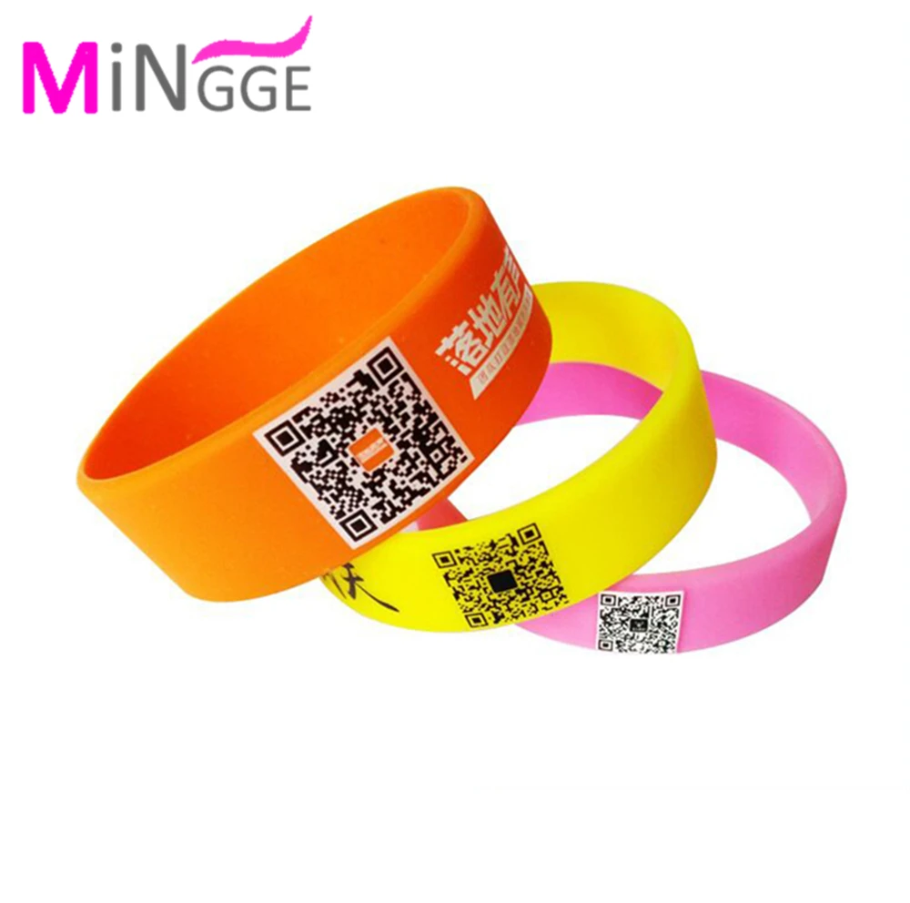 silk print qr code rubber promotion gift wristband silicone