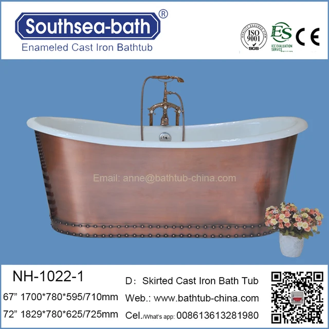 pool used copper freestanding bath/enameled cast iron tub