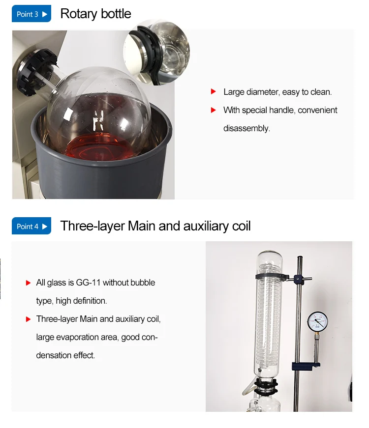 New Type Vacuum Film Rotary Evaporator with Heating Bath and Chiller