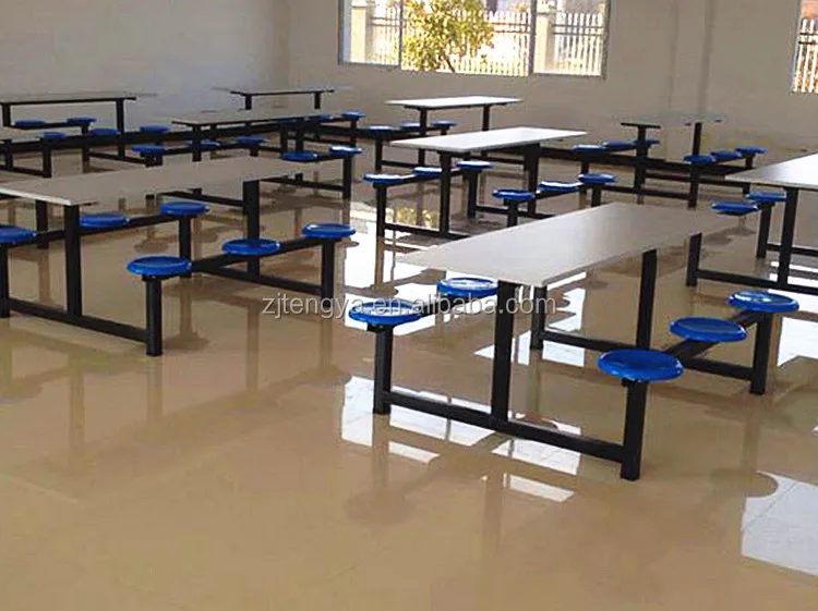 hot sale high school canteen dining table with attached chair