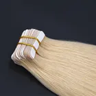 Double drawn russian remy human hair invisible skin weft tape in hair extension