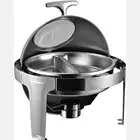 Stainless steel round chafing dish buffet server food warmer with glass window