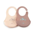 oem custom packaging printed logo silicone babay baby bandana bibs with buttons