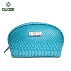 unique design women waterproof metal logo pu leather clutch cosmetic bag