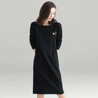 New Apparel Custom Long Sleeve Round Neck Loose Korean Edition Medium-length Knitted Dresses