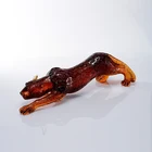 Hand Made Liuli crystal crafts Lifelike Leopard home Art furnishing articles.