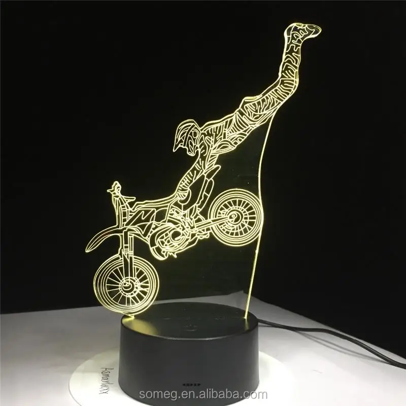 3d bulbing light toys Motorcycle LED Night Light 7 Color Changeable Table Lamp Acrylic plate children's nightlight Lamparas