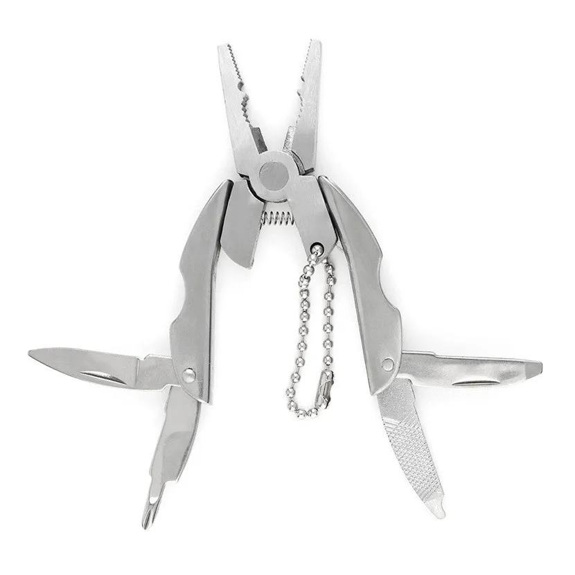 1PC Outdoor Mini Folding Multi-functional Plier Clamp Keychain Outdoor Hiking Camping Tool pocket multitools Free Shipping