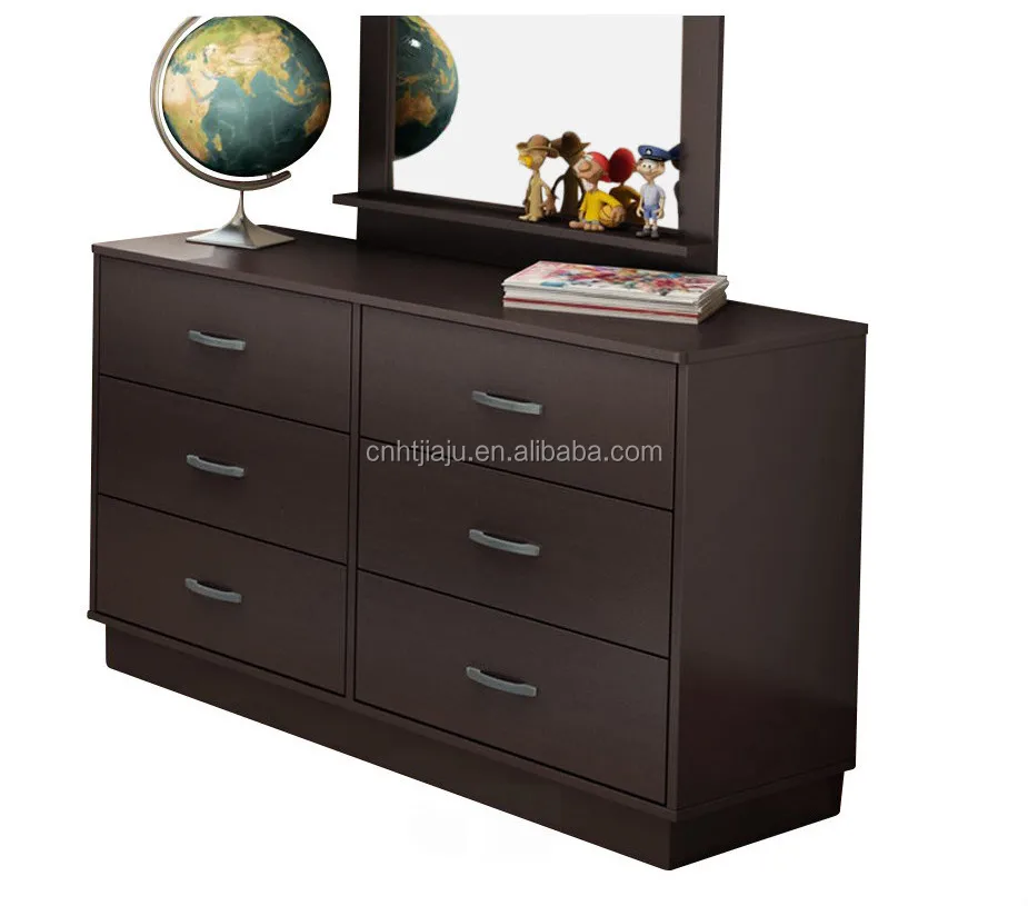 High Quality Chocolate Finish Dresser 6 Drawer Single Dresser
