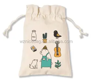 custom fancy cotton promotion gift pouch drawstring cotton bag