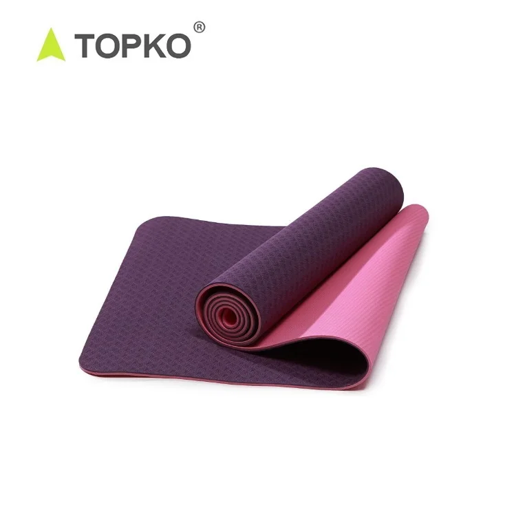 Topko Custom Printing Anti Slip Waterproof Double Colors Tpe Yoga Mat