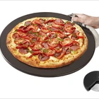 Non Stain Baking Stones Black Ceramic Pizza Stone 13" 15" for Oven, BBQ Grill with Pizza Cutter