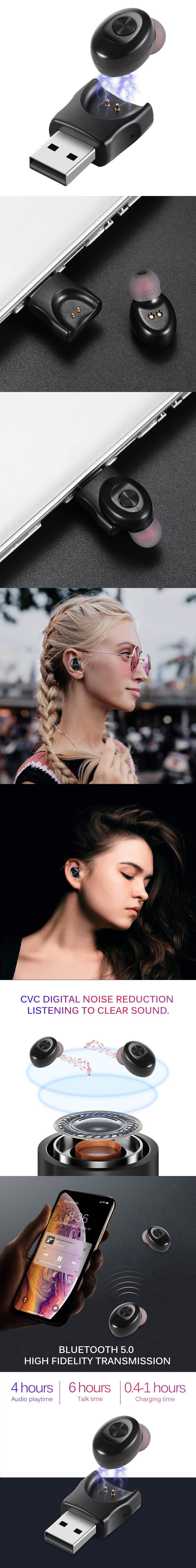 MinI xg-u12 single ear headset ,True Wireless headphone Waterproof Earbud,With Magnet USB Charger - ANKUX.COM