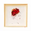 Preserved rose fresh flower wood photo frame crafts for valentine's day