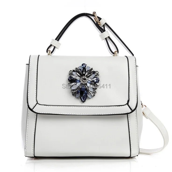 2 Colors 2015 Women Handbag Vintage Diamonds Black Shoulder Bag Female Women Messenger Bags Ladies Leather Handbags