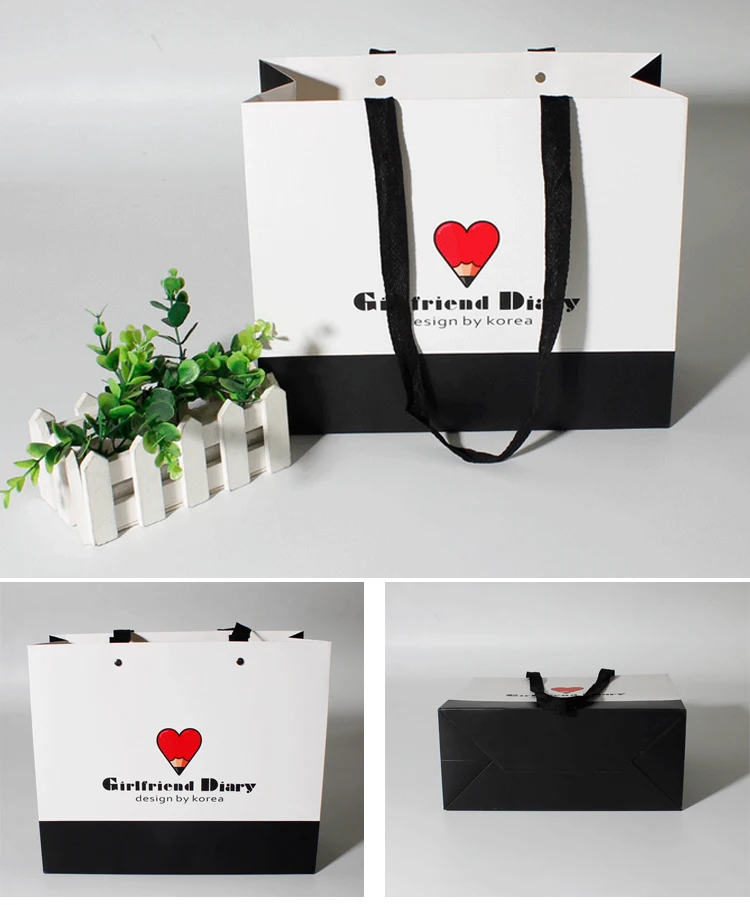 cheap white luxury ribbon handles gift shopping custom printed
