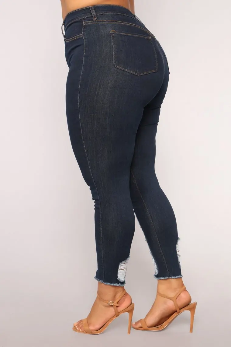 Wholesale Quality High Rise Denim Plus Size Jeans for Womens