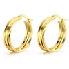 jewelry wholesale China stainless steel 18k gold plated three ring twist earrings for men women