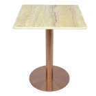 acrylic square top dining table with stainless steel round base