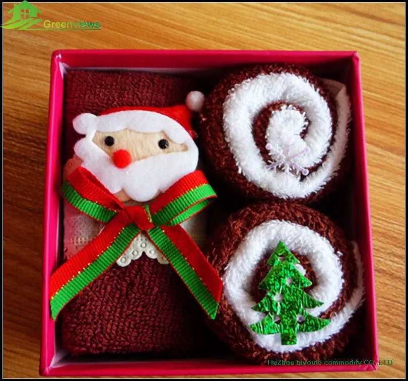 promotion christmas gift towel set packing xmas santa claus