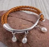braided leather bracelets for women pearl charms leather bracelets freshwater pearl braid leather bracelets