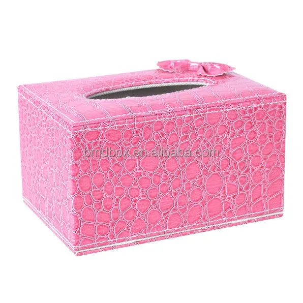 custom decorative luxury pu leather small crochet tissue box