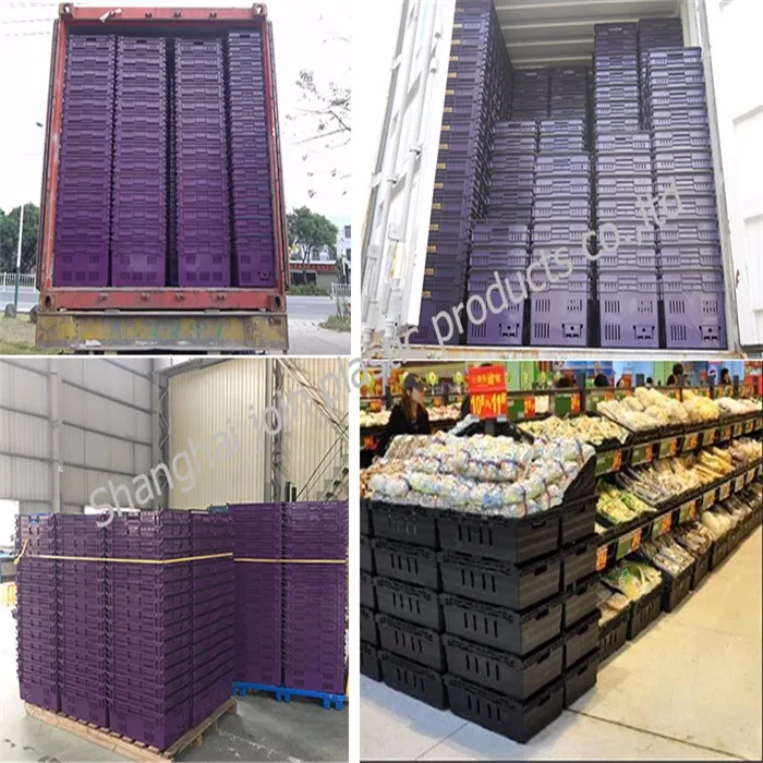 JOIN Plastic Mesh Container Plastic Vegetable Crates Mesh Vented Market Basket Pizza Dough Tray Crates for Fruit Vegetables