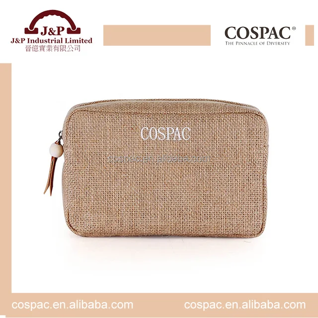 beauty promotional gift linen jute premium make up bag for women