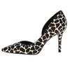 2015 mature italian fashion sexy horse hair stiletto high heels design pump shoes leopard print shoes