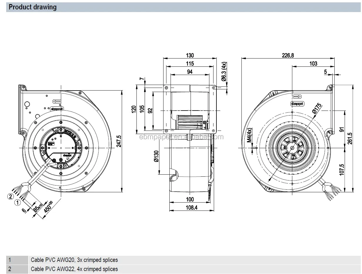 Centrifugal Fan, G3G160-CU09-11, 230V, 170W, 2100RPM - detail 16