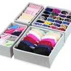 4 Set Houseware Closet Drawer Divider Grey Bra Storage Underwear Storage Organizer