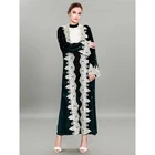 1590#Islamic Dress High Quality Velvet Plus Size Women Clothing black open abaya Printed Arabic Muslim Maxi Dresses