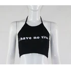 2019 Summer Women 100% Cotton Camis Cropped Top Funny Letter Strapless Tops
