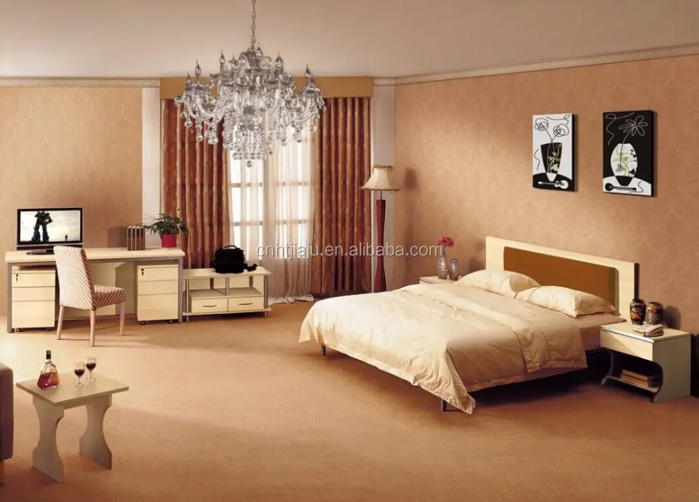 High Quality Cheap Hotel Furniture Wooden Bed/ Hotel Room Hotel