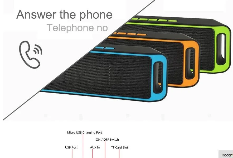 New sc-208 Portable V2.1 Stereo Wireless speaker Support Handsfree FM Radio AUX USB TF Card Mic for IOS Android Phone - ANKUX.COM