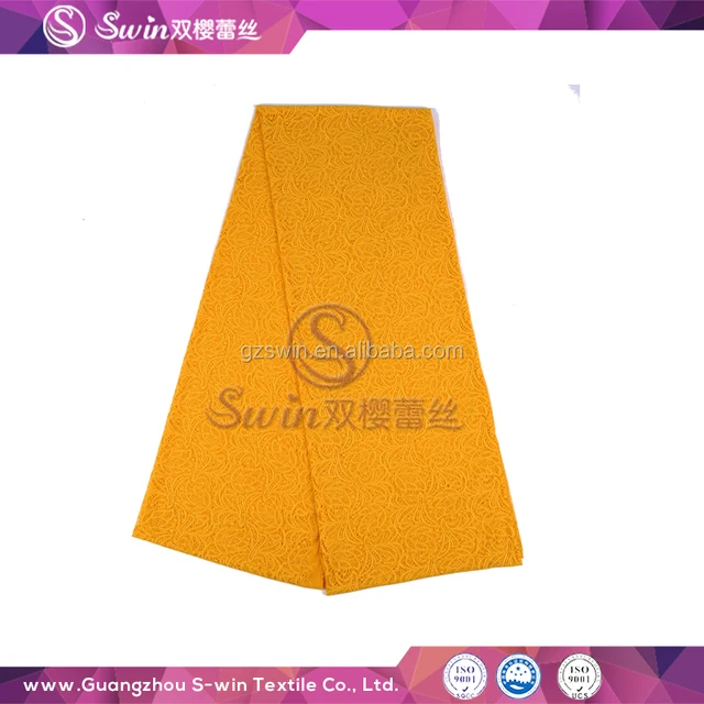 elastic yellow floral religious lace for fancy women garment