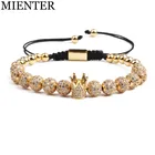 Wholesale fashion men jewelry copper bead gold plating crown charms beaded bracelet
