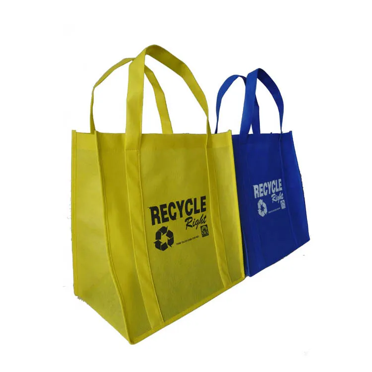 green non-woven tote bag with handles