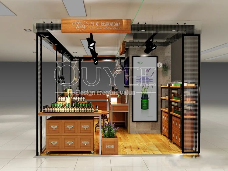 Wooden Retail Exhibition Cosmetic Booth Shop Fitting Design