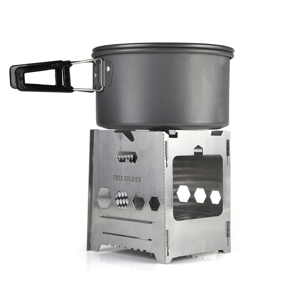 outdoor multifunctional portable camping stove/ Army fans wood gas stove /grill combination portable wood stove