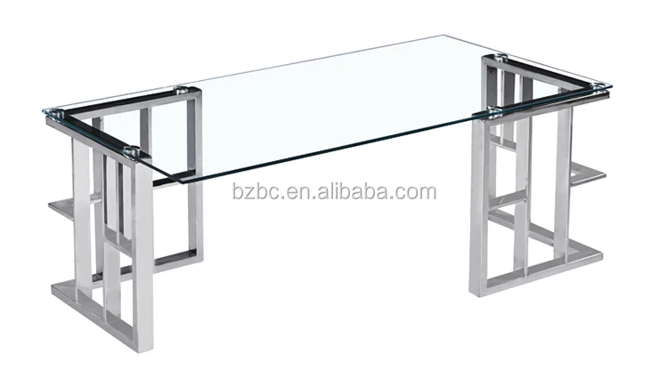Wholesale chromed silver stainless steel coffee table with glass.jpg