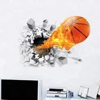Hot Sale Flaming Flying Basketball Wandsticker 3D Effect Home Decal Removable PVC Wall Sticker