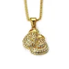 Personality crystal mens boxing gloves gold pendant necklace