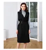 Fashion design sleeveless suit woman's cardigan black long waistcoat