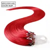 micro ring red Wholesale factory price unprocessed virgin brazilian beads weft loop, micro ring hair extensions